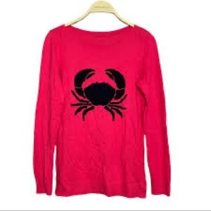 Talbots Red Sweater with Black Crab Design